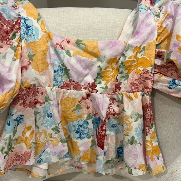 BuddyLove Alana Puff Sleeve Peplum Top - Carnation - Picture 4 of 6